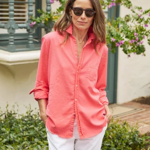 Frank & Eileen Eileen Button-Up Shirt Famous Denim Size: L Neon Strawberry - Picture 1 of 16